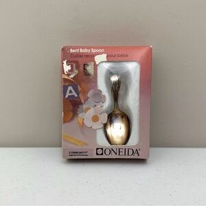 SALE! Oneida Bent Baby Spoon Community Curved Silver Plated Flatware New In Box